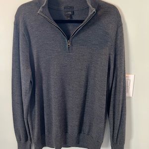 J Crew Merino Wool zip up sweater blue